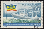 Stamps Romania -  RUMANIA 1970 Scott 2188 Sello 75 Aniv. Marina Mercante Barco Matasello de favor Preobliterado