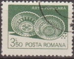 Sellos del Mundo : Europa : Rumania : RUMANIA 1982 Scott 3107 Sello Nuevo Artesania Popular Platos Ceramica Leheceni Matasello de Favor
