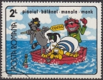 Sellos de Europa - Rumania -  Rumania 1985 Scott 3578 Sello * Comics Pisoiul Balanel Manole y Monk en Barca Naufragos Roumanie