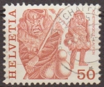 Stamps Switzerland -  Suiza 1977 Scott 640 Sello Folklore Achetringele Hombres Enmascarados Laupen Michel1105 usado Switze
