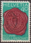 Stamps Switzerland -  Suiza 1983 Scott 739 Sello Heraldica Aniversario Canton Basilea Michel1255 usado Switzerland Suisse 