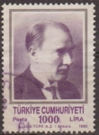 Stamps Turkey -  TURQUIA 1990 Scott 2486 Sello Fundador y 1º Presidente Mustafa Kernal Ataturk Usado Turkia 