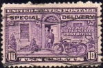 Stamps United States -  USA 1922-5 Scott E12 Sello Cartero y Motocicleta Postman & Motorcycle Special Delivery Usado Dent. 1