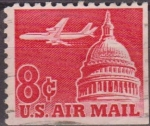Sellos de America - Estados Unidos -  USA 1962 Scott C64 Sello Air Mail Avion sobrevolando Capitolio usado Estados Unidos Etats Unis 