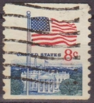 Stamps United States -  USA 1968 Scott 1338 Sello Bandera Casa Blanca Flag White House usado Estados Unidos Etats Unis 