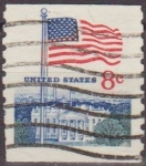 Stamps United States -  USA 1968 Scott 1338 Sello Bandera Casa Blanca Flag White House usado Estados Unidos Etats Unis