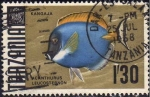 Stamps Tanzania -  Tanzania 1987 Sello Fauna Peces Kangaja Acanthurus Leucosternon usado 