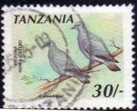 Sellos del Mundo : Africa : Tanzania : Tanzania 1990 Sello Fauna Pajaros Palomas Pigeons Niiwa Columbidae Birds Usado 