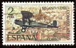 Stamps Spain -  L aniversario del correo aéreo - De Havilland
