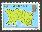 Stamps Europe - Jersey -  125 - Mapa de las 12 regiones de Jersey 