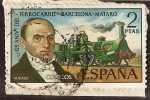 Stamps Spain -  125 Aniversario del Ferrocarril Barcelona-Mataró. M. Biada y locomotora