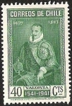 Stamps America - Chile -  4° CENTENARIO FUNDACION SANTIAGO - PEDRO DE VALDIVIA