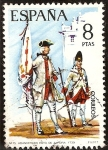 Stamps Spain -  Uniformes militares - Abanderado del Regimiento de Zamora. 1739