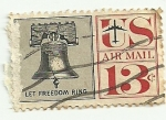 Stamps : America : United_States :  Left freedom ring(Campana de la libertad) 1959 13¢
