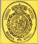 Sellos del Mundo : Europe : Spain : ESPAÑA 1855 35 Sello Nuevo Escudo de España Servicio Oficial Sin dentar 1/2o negro sobre amarillo