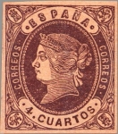 Stamps Spain -  ESPAÑA 1862 58A Sello Nuevo Isabel II Tipo II 4cu Castaño sobre anteado 
