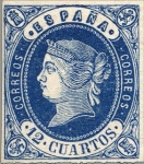 Sellos de Europa - Espaa -  ESPAÑA 1862 59 Sello Nuevo Isabel II sin dentar 12cu Azul sobre Rosa 