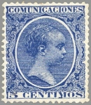 Stamps Spain -  ESPAÑA 1889-99 215 Sello Nuevo Alfonso XIII Tipo Pelón 5c Azul 