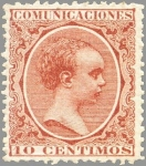 Stamps Spain -  ESPAÑA 1889-99 217 Sello Nuevo Alfonso XIII Tipo Pelón 10c Castaño Amarillento 