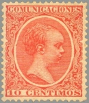 Stamps Europe - Spain -  ESPAÑA 1889-99 218 Sello Nuevo Alfonso XIII Tipo Pelón 10c Bermellon 