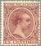 Stamps Europe - Spain -  ESPAÑA 1889-99 219 Sello Nuevo Alfonso XIII Tipo Pelón 15c Castaño Violeta 