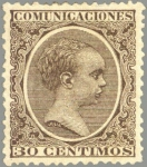 Stamps Spain -  ESPAÑA 1889-99 222 Sello Nuevo Alfonso XIII Tipo Pelón 30c Verde Bronce 