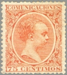 Stamps Spain -  ESPAÑA 1889-99 225 Sello Nuevo Alfonso XIII Tipo Pelón 75c Naranja 