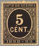 Stamps Europe - Spain -  ESPAÑA 1897 236 Sello Nuevo Cifras Impuesto de Guerra 5c Negro 