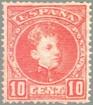 Stamps Spain -  ESPAÑA 1901-5 243 Sello Nuevo Alfonso XIII 10c Tipo Cadete Rojo Numero de control al dorso 