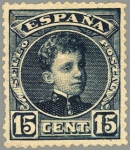 Stamps Europe - Spain -  ESPAÑA 1901-5 244 Sello Nuevo Alfonso XIII 15c Tipo Cadete Azul Negruzco Numero de control al dorso 