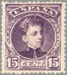 Stamps Europe - Spain -  ESPAÑA 1901-5 245 Sello Nuevo Alfonso XIII 15c Tipo Cadete Castaño Lila Numero de control al dorso 