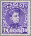 Stamps Spain -  ESPAÑA 1901-5 246 Sello Nuevo Alfonso XIII 15c Tipo Cadete Violeta Numero de control al dorso 