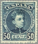 Stamps Spain -  ESPAÑA 1901-5 252 Sello Nuevo Alfonso XIII 50c Tipo Cadete Azul verdoso Numero de control al dorso 