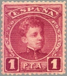 Stamps Spain -  ESPAÑA 1901-5 253 Sello Nuevo Alfonso XIII 1p Tipo Cadete Carmin Numero de control al dorso 