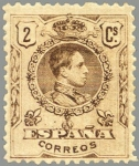 Stamps Spain -  ESPAÑA 1909 267 Sello Nuevo Alfonso XIII Tipo Medallón 2c Castaño numero de control al dorso