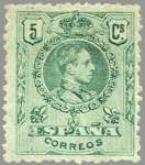 Stamps Spain -  ESPAÑA 1909 268 Sello Nuevo Alfonso XIII Tipo Medallón 5c Verde numero de control al dorso