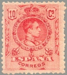 Sellos de Europa - Espa�a -  ESPAÑA 1909 269 Sello Nuevo Alfonso XIII Tipo Medallón 10c Rojo numero de control al dorso 
