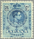 Stamps Spain -  ESPAÑA 1909 274 Sello Nuevo Alfonso XIII Tipo Medallón 25c Azul numero de control al dorso 