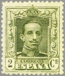 Sellos de Europa - España -  ESPAÑA 1922 310A Sello Nuevo Alfonso XIII Tipo Vaquer 2c Verde Oliva sin nº control al dorso 