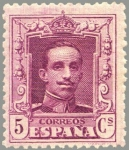 Stamps Spain -  ESPAÑA 1922 311 Sello Nuevo Alfonso XIII Tipo Vaquer 5c Lila Claro nº control al dorso 