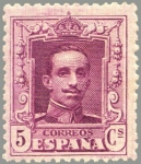 Sellos de Europa - Espa�a -  ESPAÑA 1922 311 Sello Nuevo Alfonso XIII Tipo Vaquer 5c Lila Claro nº control al dorso 