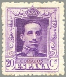 Stamps Spain -  ESPAÑA 1922 316 Sello Nuevo Alfonso XIII Tipo Vaquer 20c Lila nº control al dorso 