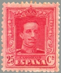 Sellos del Mundo : Europa : Espa�a : ESPAÑA 1922 317A Sello Nuevo Alfonso XIII Tipo Vaquer Tipo II 25c Rojo nº control al dorso 