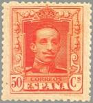Stamps Spain -  ESPAÑA 1922 320 Sello Nuevo Alfonso XIII Tipo Vaquer 50c Naranja nº control al dorso 