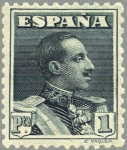 Stamps Spain -  ESPAÑA 1922 321 Sello Nuevo Alfonso XIII Tipo Vaquer 1p Pizarra nº control al dorso 