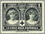 Stamps Spain -  ESPAÑA 1926 325 Sello Nuevo Pro Cruz Roja Española 1c Negro Infantas Cristina y Beatriz 