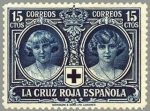 Stamps Spain -  ESPAÑA 1926 329 Sello Nuevo Pro Cruz Roja Española 15c Azul Negruzco Infantas Cristina y Beatriz 