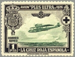 Stamps Spain -  ESPAÑA 1926 347 Sello Nuevo Pro Cruz Roja Española Avión Plus Ultra Travesia Palos Buenos Aires 1p N