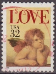 Stamps United States -  USA 1995 Scott 2957 Sello º Love Pintura Angel de la Capilla Sixtina de Raphael usado Estados Unidos