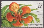 Stamps United States -  USA 1999 Scott 3311 Sello Flora Flores Tropicales Royal Poinciana Deonix Regia usado Estados Unidos 